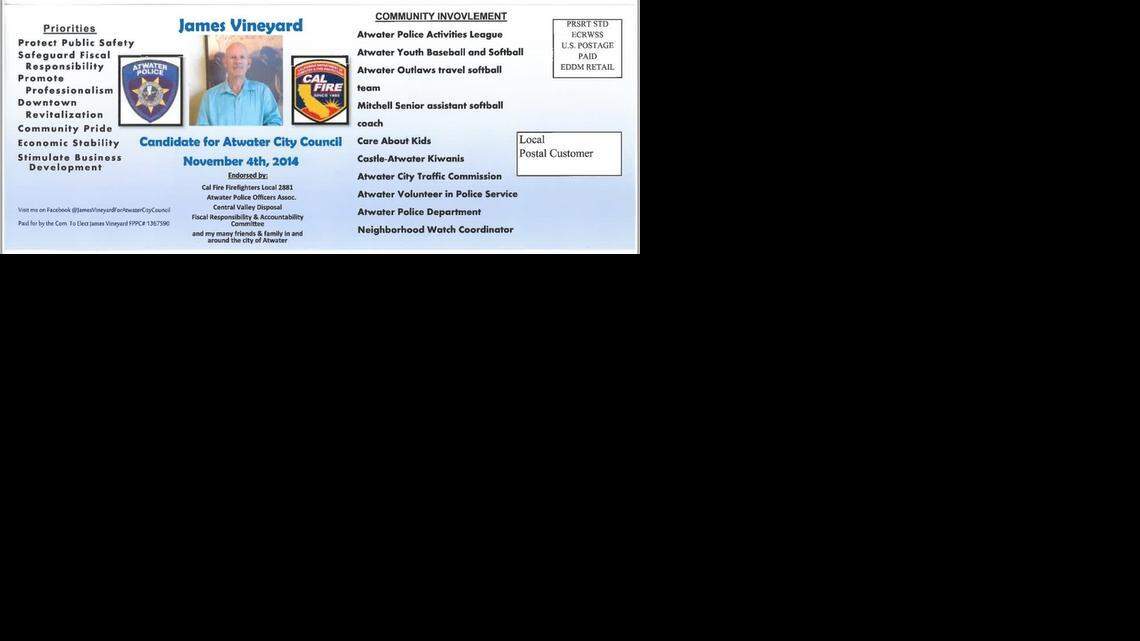 Atwater council candidate’s fliers violate election law