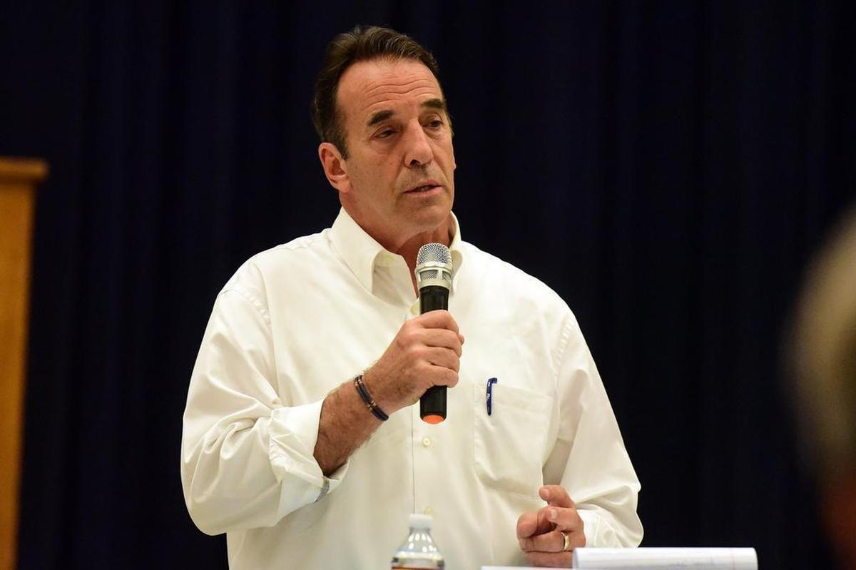 Incumbent Merced County District Attorney Larry Morse II speaks during a forum Tuesday, May 29, 2018, at Tenaya Middle School.