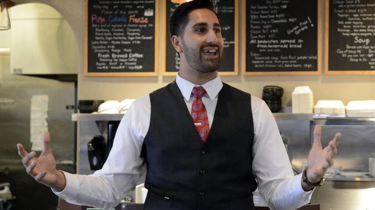 Daniel Sabzehzar, 21, a UC Merced student, addresses and thanks supporters during his Merced City Council District 5 campaign kickoff party at Jantz Bakery in Merced on Monday, Sept. 12, 2016.