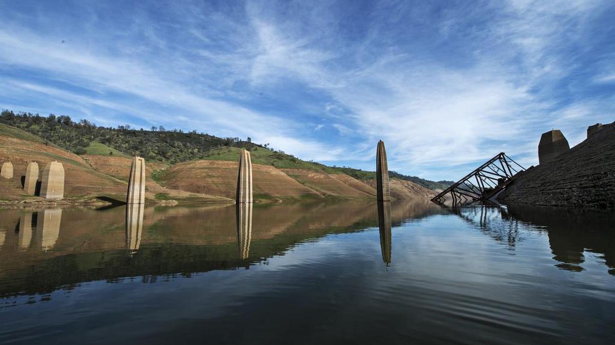 
A view of the Barrett Bridge along the former Yosemite Valley Railroad at Lake McClure in Snelling, Calif., Wednesday, Feb. 11, 2015. 
