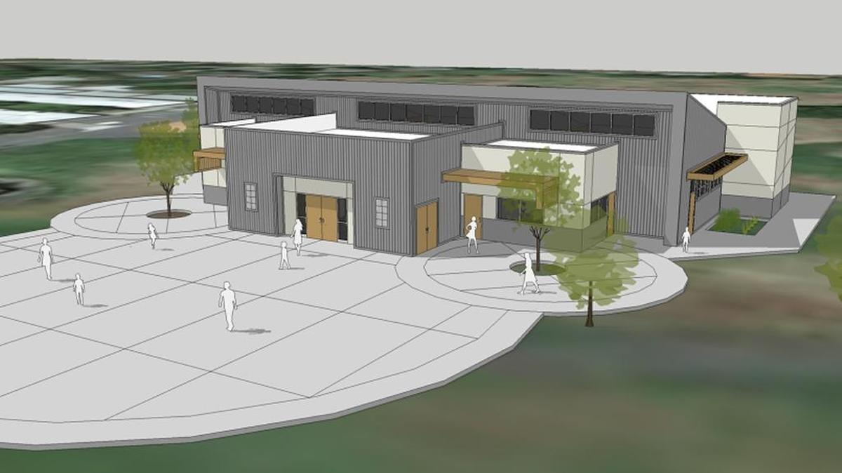 An artist’s rendering shows the future STEAM Center.
