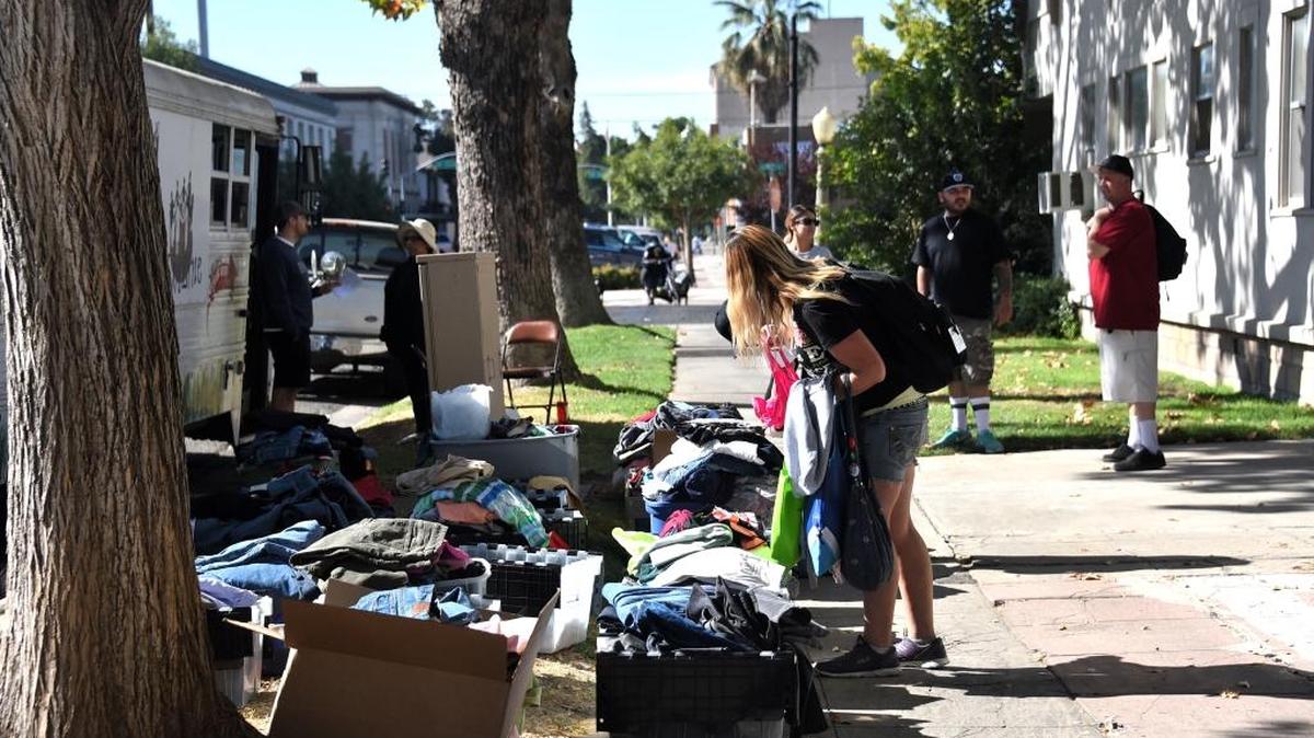 Lifeline Community Development Corporation gave away new and gently used clothing at Merced’s Homeless Connect on Canal Street on Friday, Sept. 23, 2016.