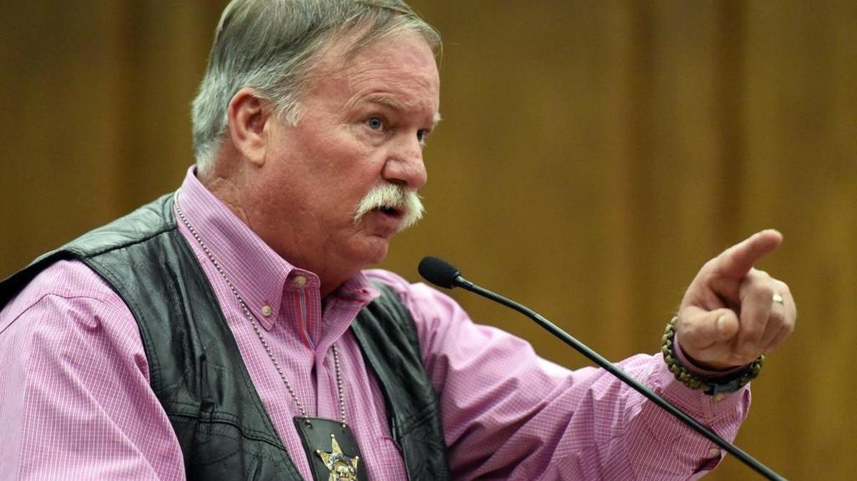 Merced County Sheriff Vern Warnke addresses the board of supervisors on Tuesday, April 25, 2016, imploring the board to put more money into law enforcement agencies.