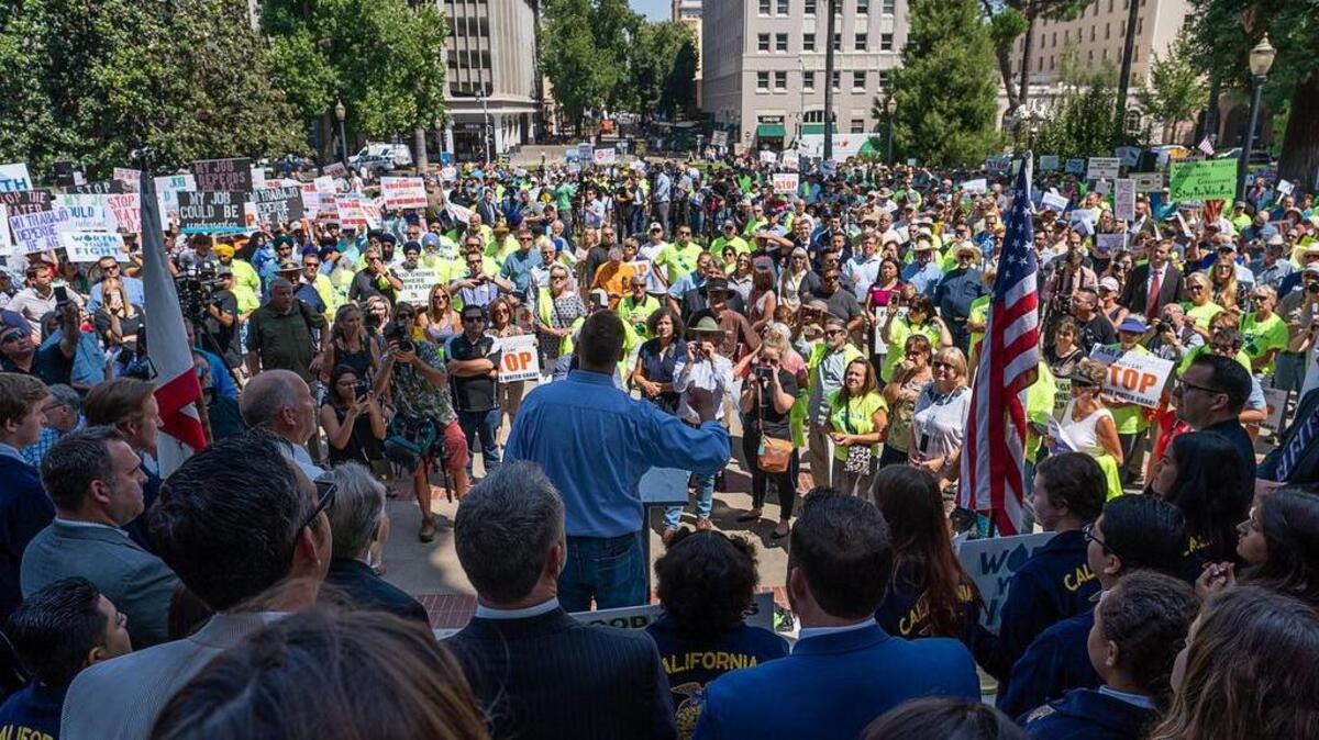 Adam Gray, 21st Assembly District, helped organize the “Stop the State Water Grab” rally on the Capitol steps last August. He was among two dozen speakers who addressed roughly 1,200 protesters from our Valley.