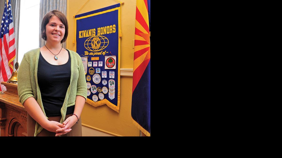 
Kayla Mueller is shown after speaking to a group in Prescott, Ariz., in May 2013. In August of that year, Mueller was abducted by Islamic State terrorists outside a hospital in Syria, and reports say she died last week while still in the group’s custody.
