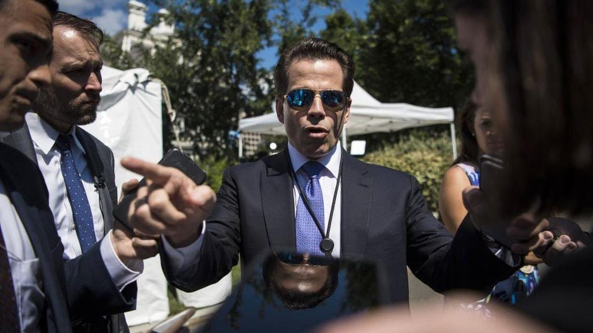 Former White House Communications Director Anthony Scaramucci talks with reporters last week. His tenure didn’t even officially begin before he was fired by the new White House Chief of Staff, John Kelly.