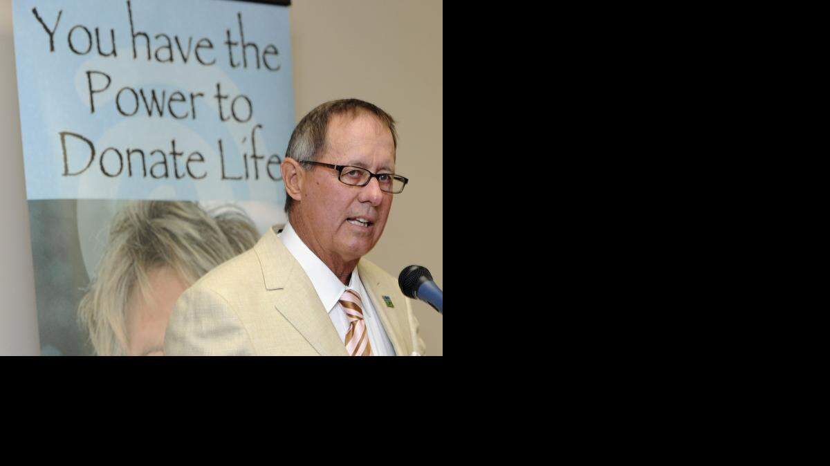 
 State Sen. Tom Berryhill spoke of his own experience at the unveiling of the Wall of Hope that honors organ and tissue donors and transplant recipients at Doctors Medical Center, Aug. 1, 2012. Berryhill is a heart transplant recipient.
