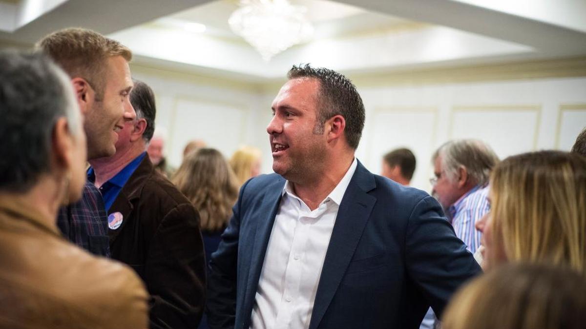 California Assemblyman Adam Gray speaks with supporters last year. He will host a meeting at UC Merced to discuss building a medical school for the Valley.