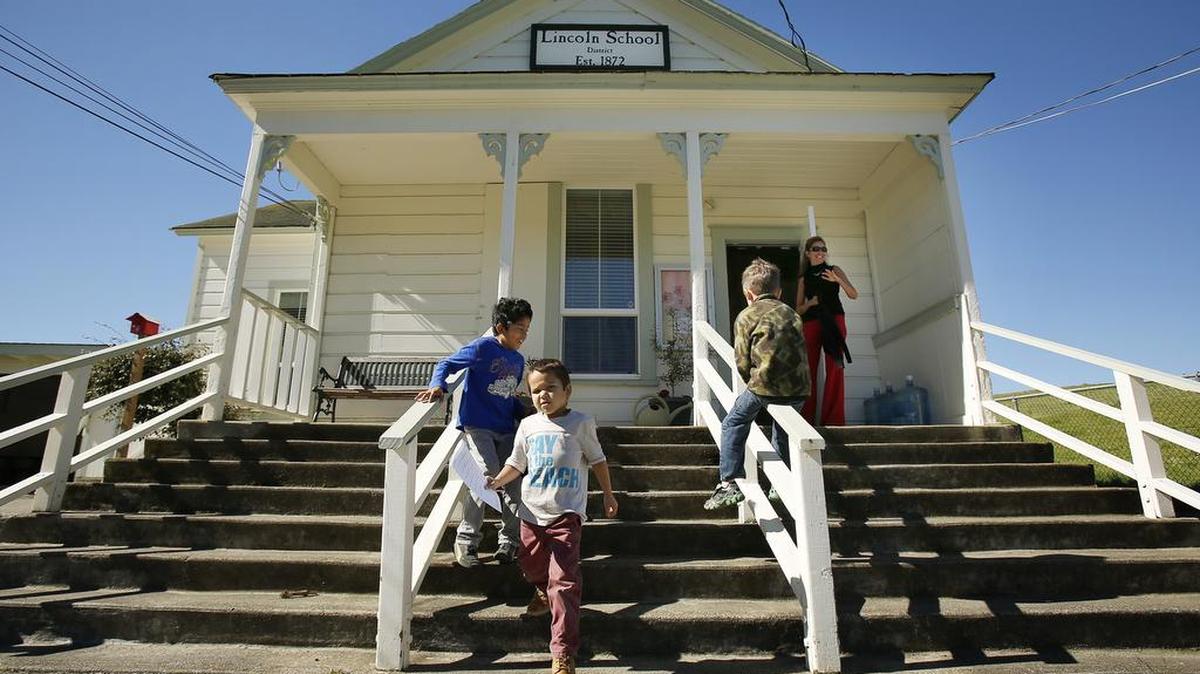 Lincoln Elementary School in a remote corner of Marin County is one of the state’s few remaining one-room schools, with a current student body of eight children.