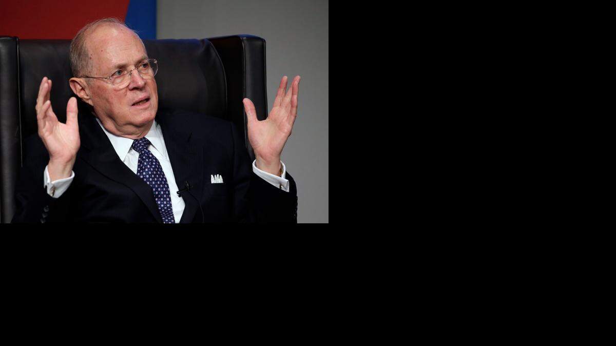 
This Oct. 3, 2013, photo shows Supreme Court Justice Anthony Kennedy speaking to faculty at the University of Pennsylvania law school in Philadelphia. The Supreme Court is casting a skeptical eye on voter-approved commissions that draw a state’s congressional district boundaries. The justices heard arguments Monday, March 2, in an appeal from Arizona Republicans who object to the state’s independent redistricting commission that voters created to reduce political influence in the process. Kennedy, whose vote often controls closely fought cases, recounted the run-up to the process that led to the change in the Constitution that provided for direct election of U.S. senators, who previously had been chosen by legislatures.
