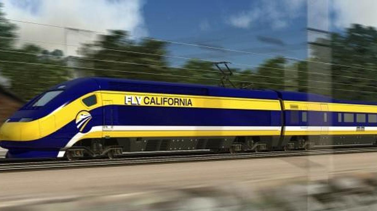 An artist’s rendering of a high-speed train speeding along the California coast. Republican dominance of the federal government may doom hopes that it will step in to finance the $68 billion project’s completion.