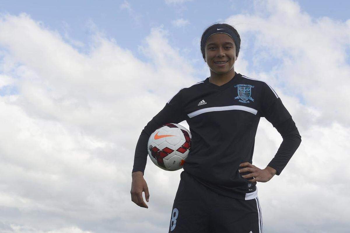 El Capitan freshman Anaya Shelton poses for a portrait on Tuesday, April 2, 2019. Shelton is the Merced Sun-Star Girls Soccer Player of the Year.