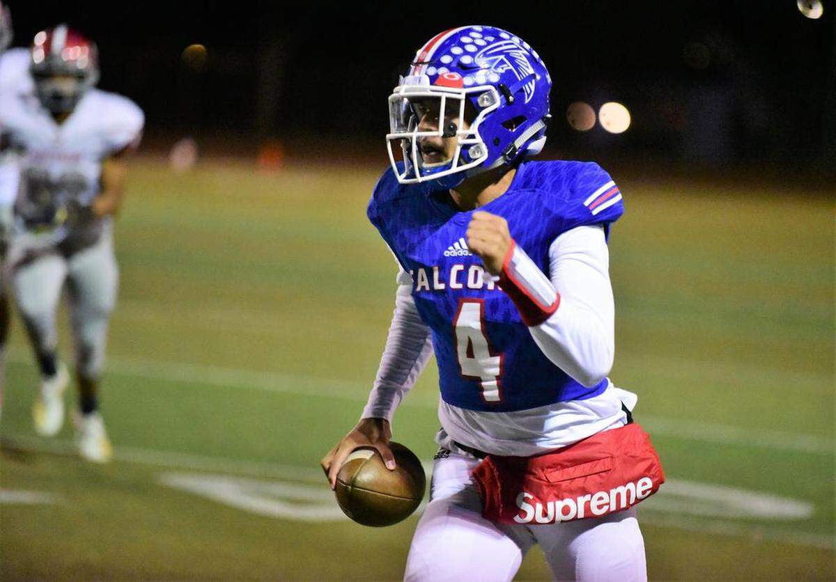 Atwater quarterback Julius Peacock’s availability in this week’s playoff game against Kimball could be in question after he injured his hamstring late against Buhach Colony in the Bloss Bowl on Friday.