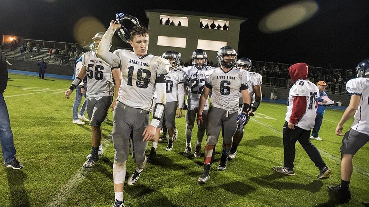 Stone Ridge Christian players leave the field following a 39-3 loss to Ripon Christian during a Sac-Joaquin Section Division VII playoff game nat Ripon Christian High School in Ripon, Calif., on Friday, Nov. 17, 2017.