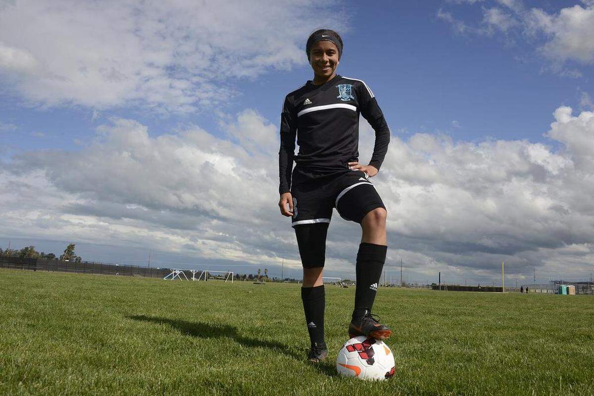 El Capitan freshman Anaya Shelton poses for a portrait on Tuesday, April 2, 2019. Shelton is the Merced Sun-Star Girls Soccer Player of the Year.