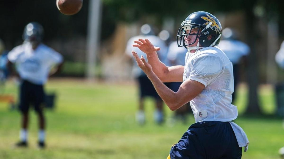 
Wide receiver Noah Croninger and the Merced College Blue Devils welcome Contra Costa College on Saturday night.



