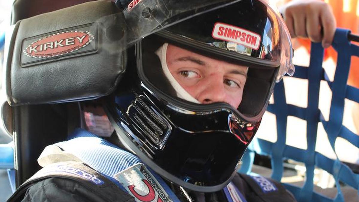 High school senior Allen Neal of Los Banos is a rookie tied for first with rookie Lee Ragsdale in the mini-stock division. Mike Adaskaveg Photo