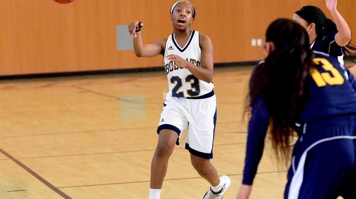 UC Merced guard Mia Belvin (23) has made an instant impact for the program, leading the team in scoring in her first season.