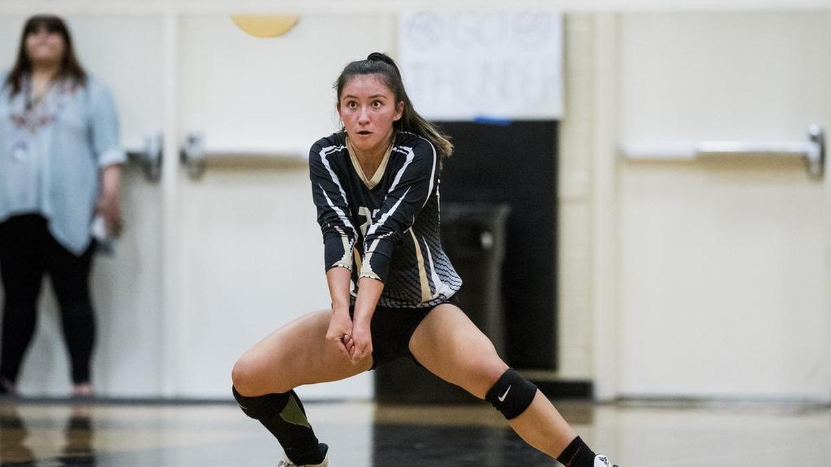Buhach Colony junior Miranda Baptista (23) hits the ball during a match against El Capitan at Buhach Colony High School in Atwater, Calif., on Wednesday, Sept. 19, 2018.