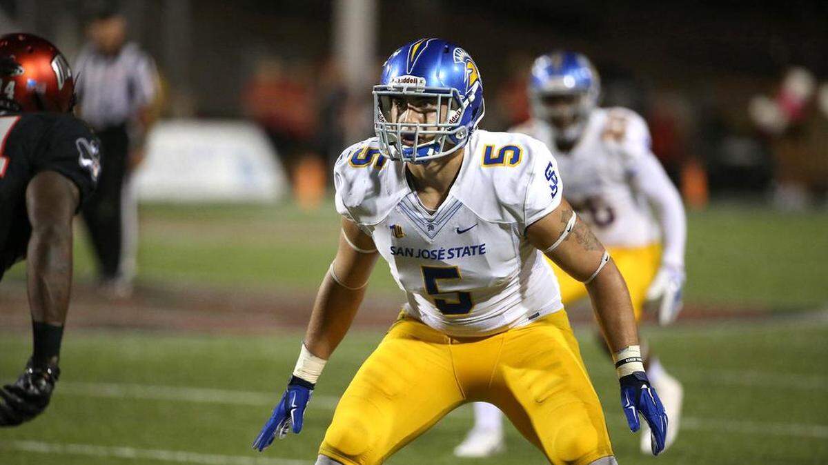Former Pacheco High star Frank Ginda, shown here playing for San Jose State, was recently selected by the Michigan Panthers in the USFL draft.