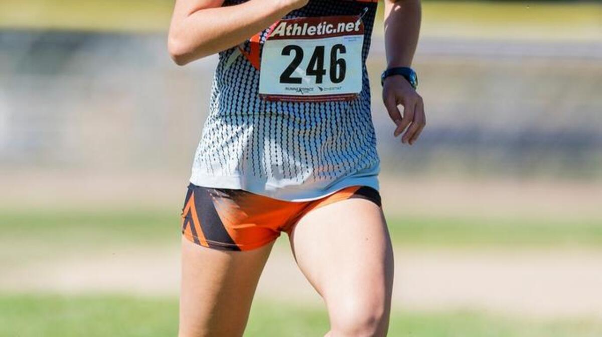 Merced's Quinn Hagerman makes her way through the course during the CCC Cross Country Center Meet at Atwater High School earlier this season.