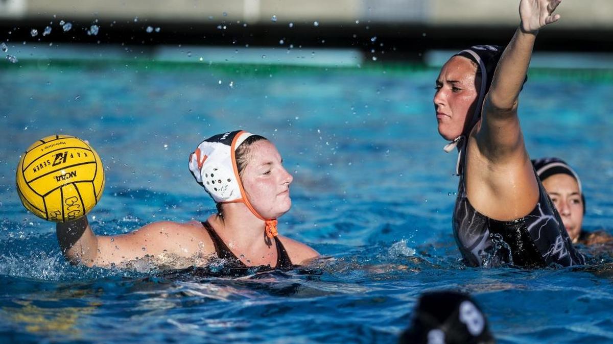
Merced’s Kathryn Elgin (2), left, is guarded by Buhach Colony's Gwynne McBride (2), right, during a match Thursday at Buhach Colony High School in Atwater. Merced won the match 9-4.
