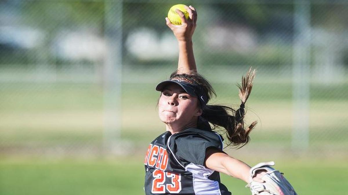 
Merced junior Madilyn Nickles (23) delivers a pitch during a game against Golden Valley at Joe Herb Park in Merced on March 18. FloSoftball named Nickles to its All-American first team, and MaxPreps named her a second-team All-American.
