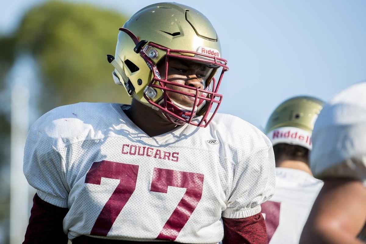 Golden Valley’s Etrell Bowers during football practice at Golden Valley High School in Merced, Calif., on Wednesday, Aug. 1, 2018.