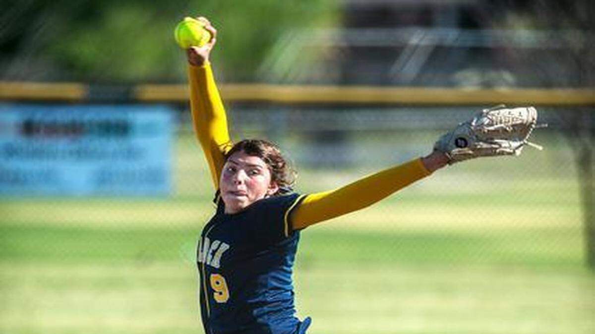 
Turlock pitcher Mariah Gonzalez winds up against Buhach Colony in Atwater on Wednesday. The junior also singled in a run to cap Turlock’s decisive seventh-inning rally against the Thunder.

