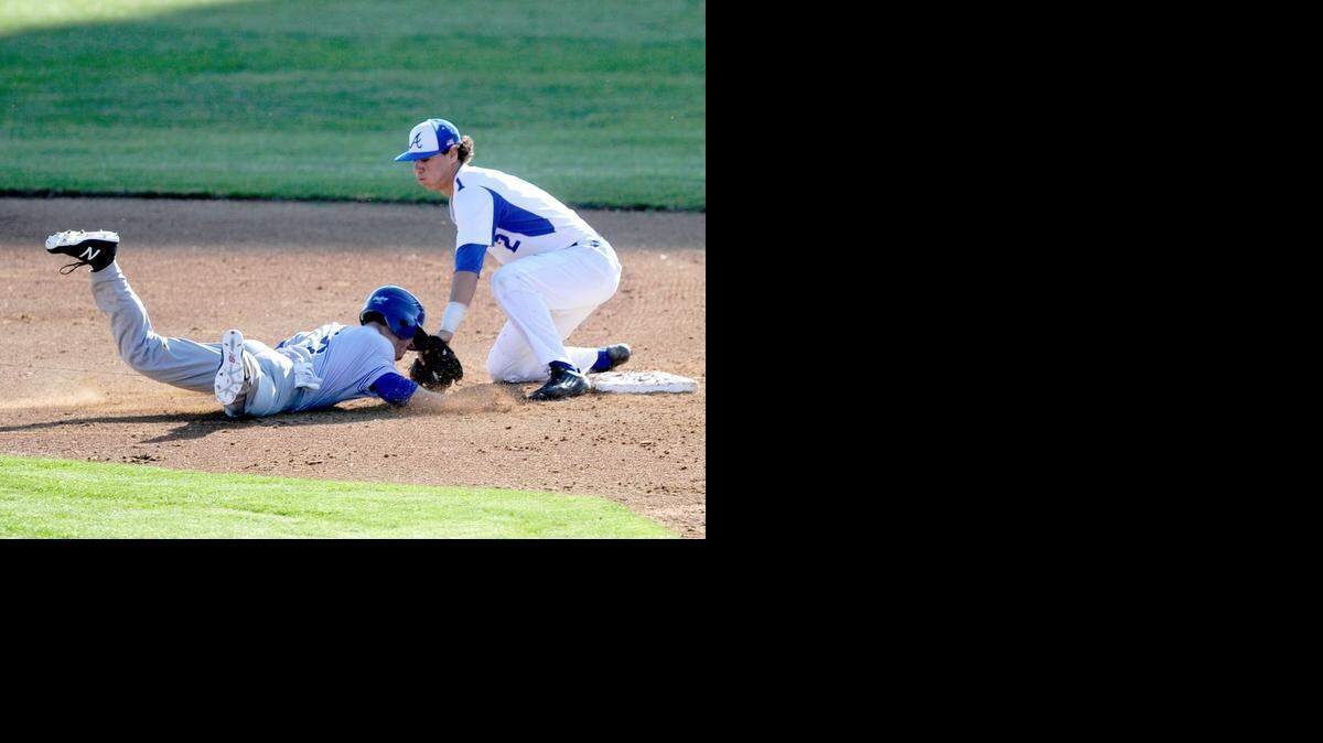 Sierra High’s Ryan Vasquez <137>(5)<137> is <137>picked off by Atwater catcher Omar Sanchez, and <137>tagged out by Derek Molina<137>(2)<137>, who took a pickoff throw from <137>Atwater <137>catcher Omar Sanchez in Friday’s game at Atwater Memorial Ballpark<137>✔<137>. It was one of the Falcons’ few highlights in a 4-0 loss, but coach Jarrod Pimentel said, “We’ll get better. We have a lot of returning players.”