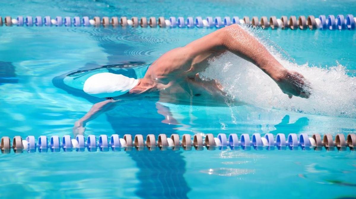 Atwater’s Connor Norton rises out of the water in the 50 freestyle race during the Sac-Joaquin Section Swimming Championship at Tokay High School in Lodi, Calif., on Saturday, May 13, 2017. Norton placed seventh with a time of (21.69).