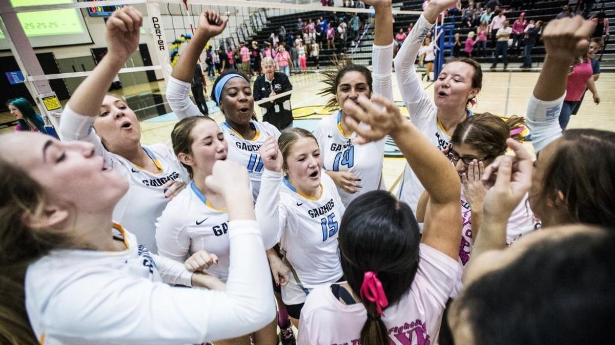 The El Capitan Gauchos celebrate a 3-0 win over Los Banos at El Capitan High School in Merced, Calif., Tuesday, Oct. 27, 2015.