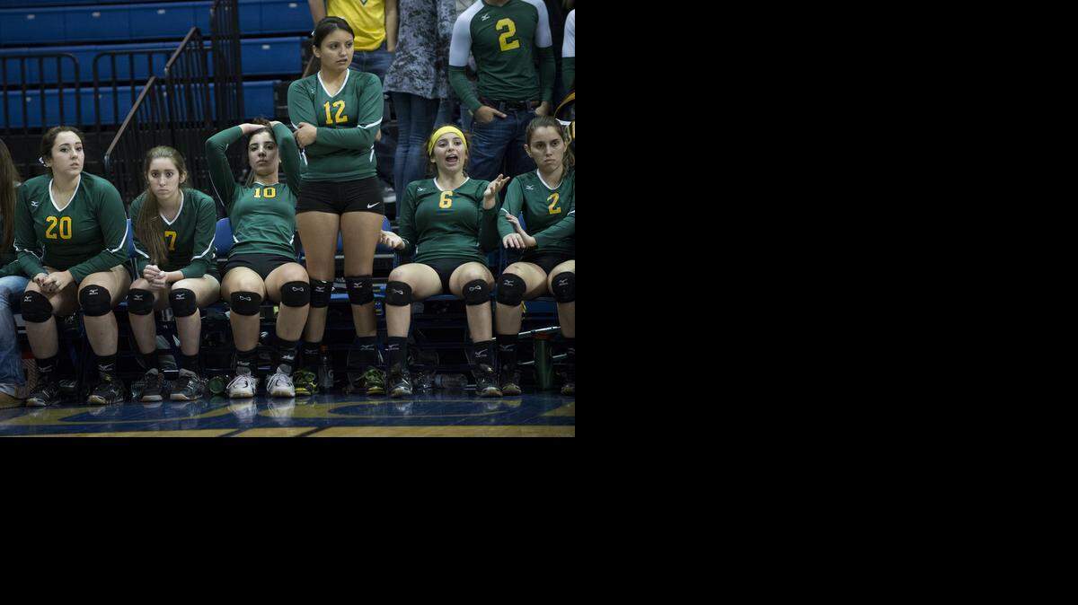 
Hilmar players watch as the title slips away to Sonora during the CIF Sac-Joaquin Section Division IV Championship game in Davis, Calif., on Friday, November. 21, 2014.
