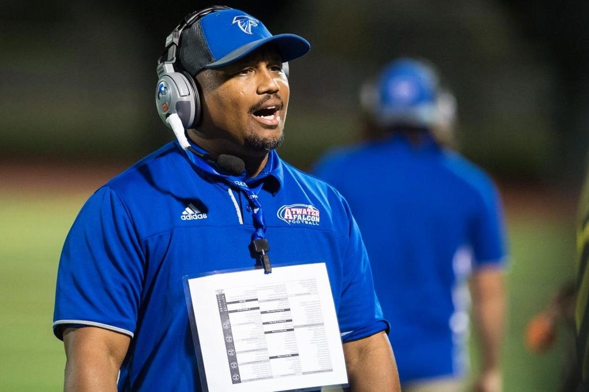 Atwater head coach Seneca Ybarra, shown here earlier this season, picked up a 14-7 win over El Capitan on Friday night.