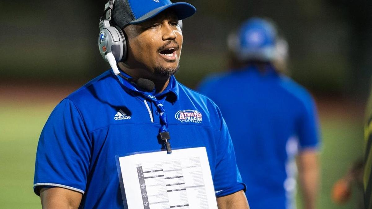 Atwater High School football head coach Seneca Ybarra has also coached track and basketball for 20 years. 