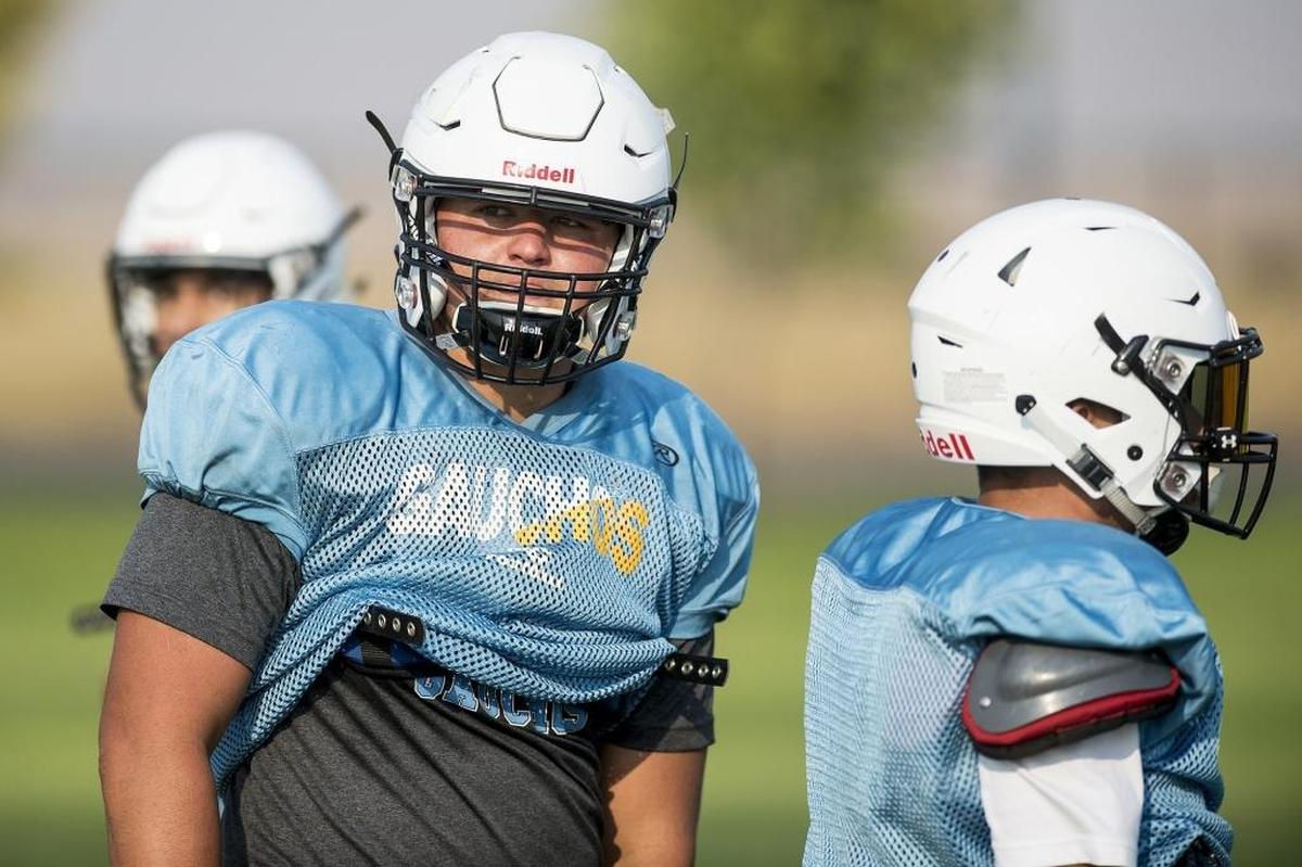 El Capitan’s Jake Leonardo during football practice at El Capitan High School in Merced, Calif., on Wednesday, Aug. 8, 2018.