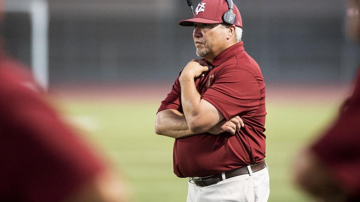 Golden Valley head coach Rick Martinez looks on during a game against Centennial earlier this season. The Cougars defeated Atwater 27-21 on Friday night.