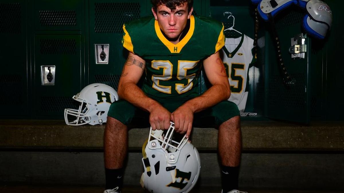 Hilmar High School running back Cody Rentfro, at Hilmar High School in Hilmar California on August 9, 2016.
