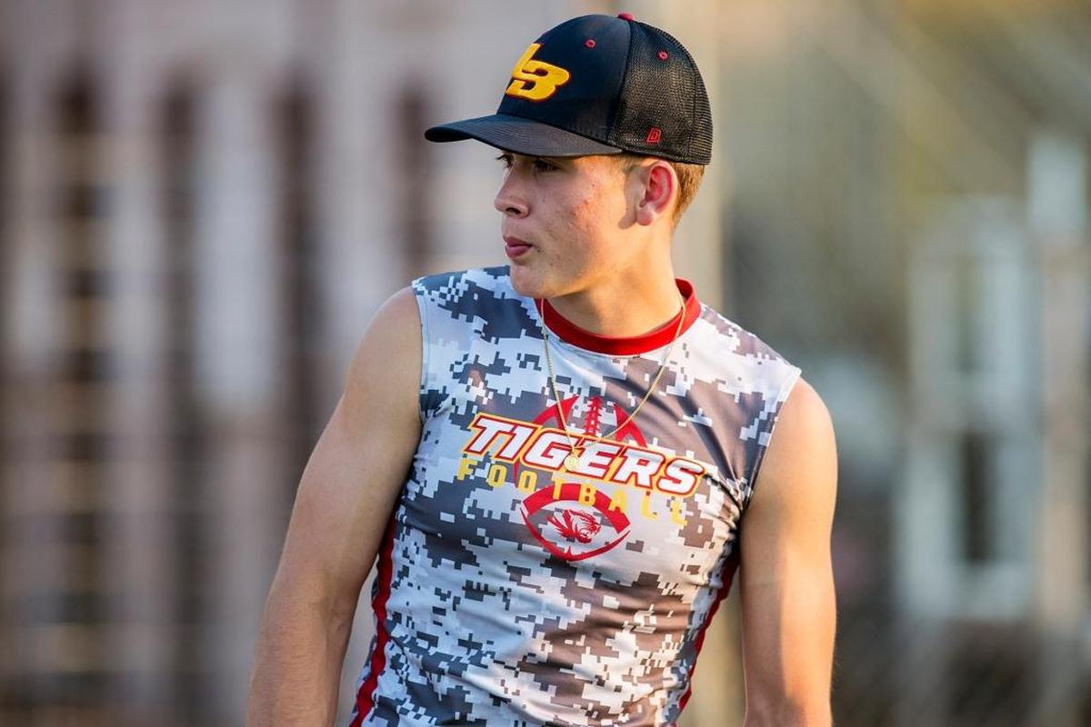 Los Banos High School’s Justin Justin Incaprera looks on during football practice at Loftin Stadium in Los Banos, Calif., on Thursday, July 26, 2018.