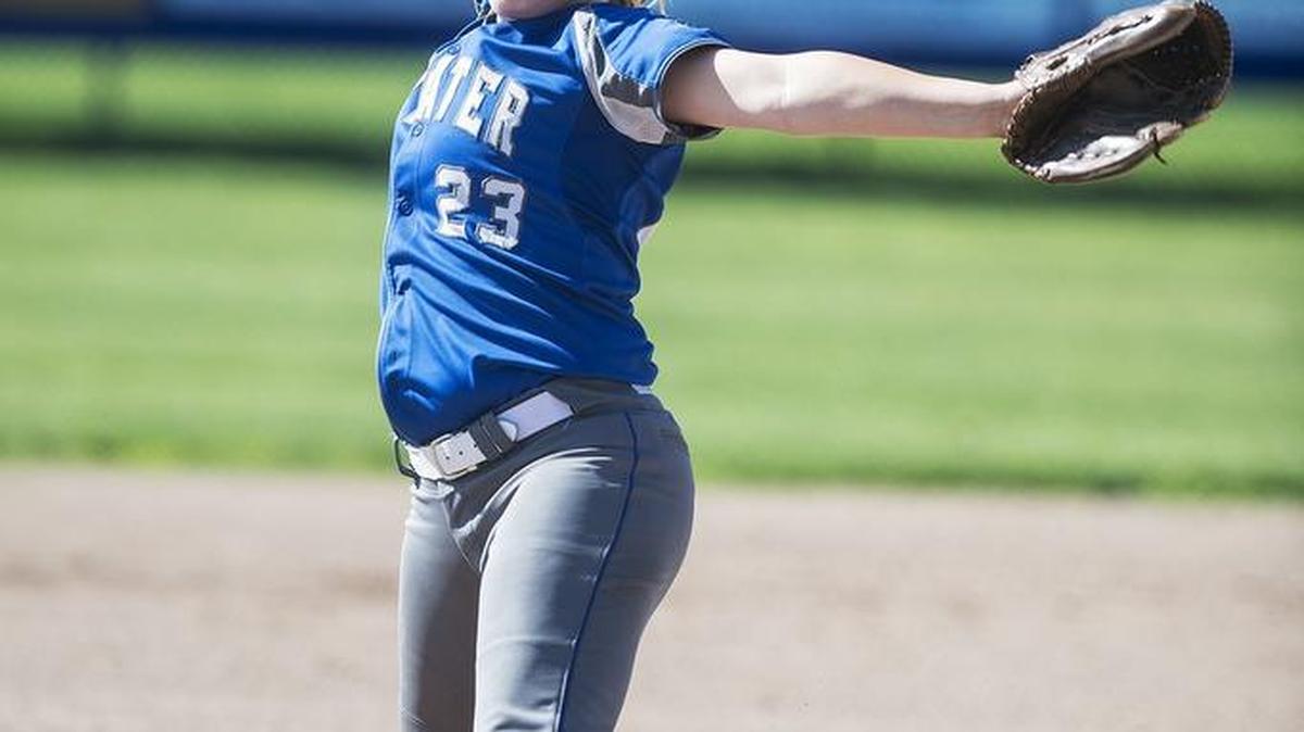 Atwater junior pitcher Cheyenne Mahy (23) delivers a pitch during Thursday’s 2-0 win over Merced.