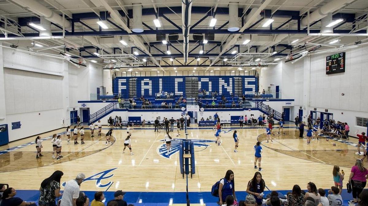 Atwater and Buhach Colony prepare to play a match at Atwater High School in Atwater, Calif., on Thursday, Oct. 26, 2017. The Thunder beat the Falcons 3-0.