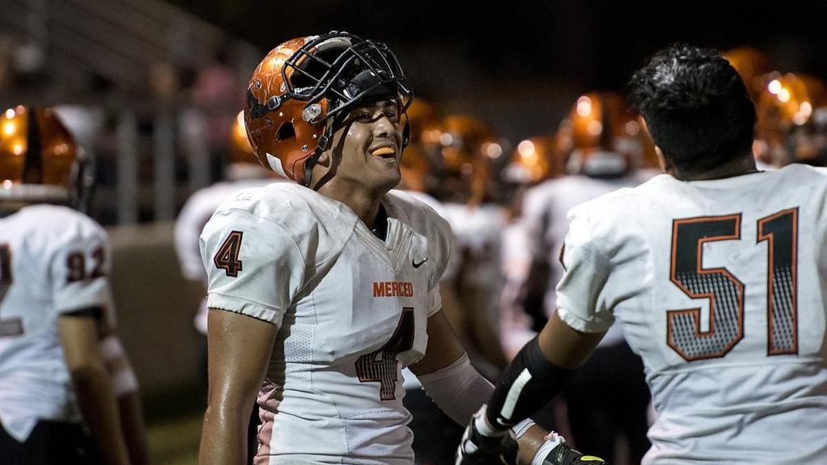 Merced's John Becerra (4) will play in Saturday’s 32nd annual North/South Rotary All-Star Game at Veterans Stadium at Golden Valley High. Becerra hopes to walk-on at Fresno State.
