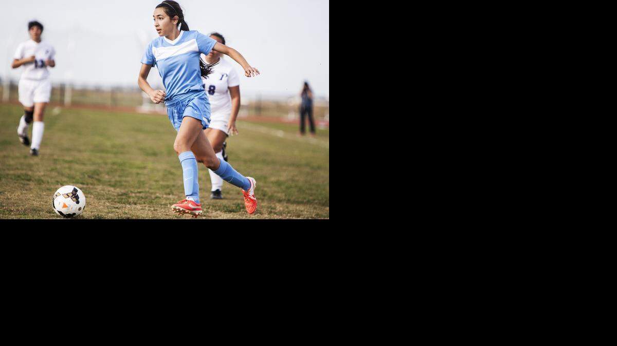 
El Capitan’s Bryna Vega (6) cuts toward the goal in Monday’s game against Pacheco. Vega scored three first-half goals.
