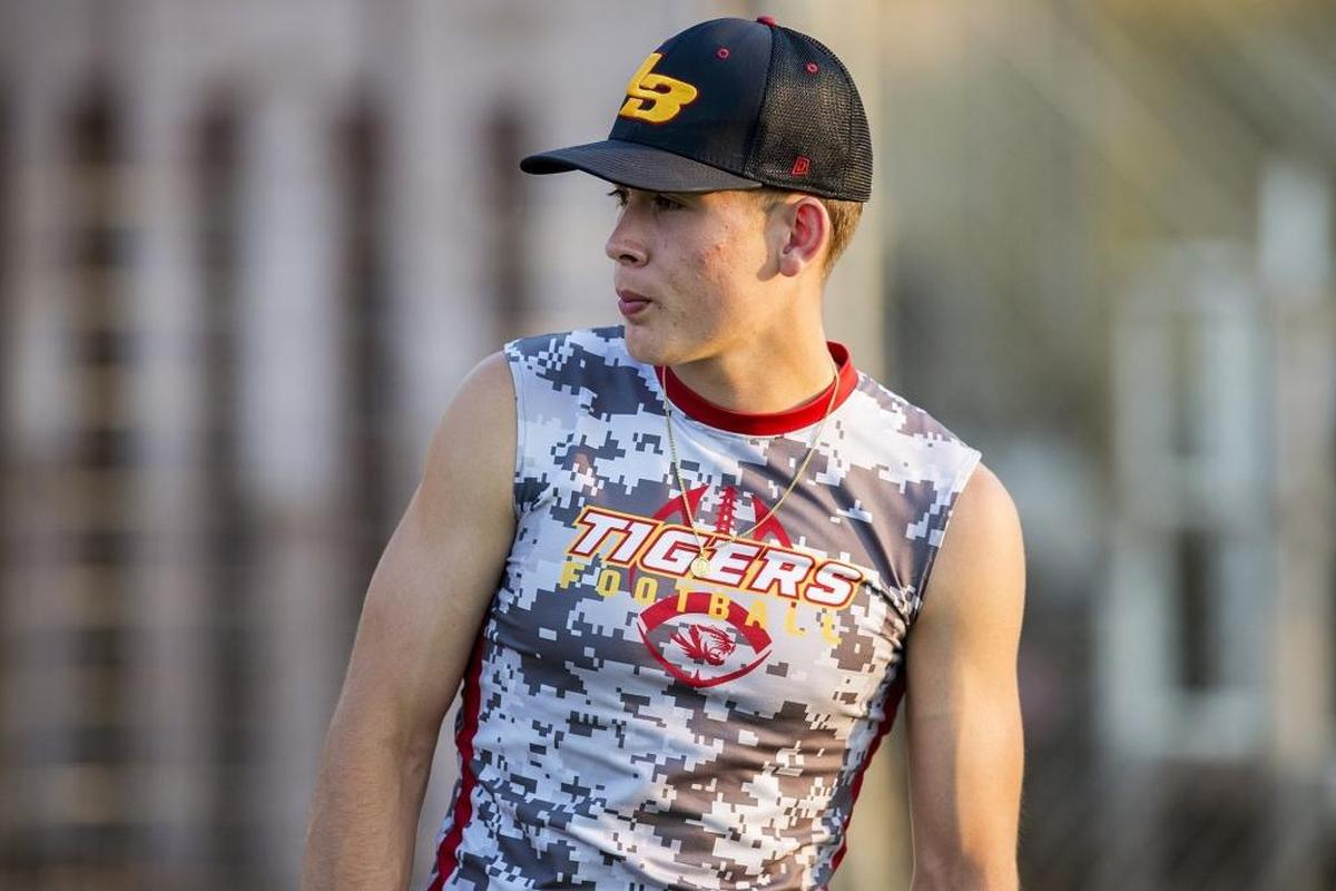 Los Banos High School’s Justin Justin Incaprera looks on during football practice at Loftin Stadium in Los Banos, Calif., on Thursday, July 26, 2018.