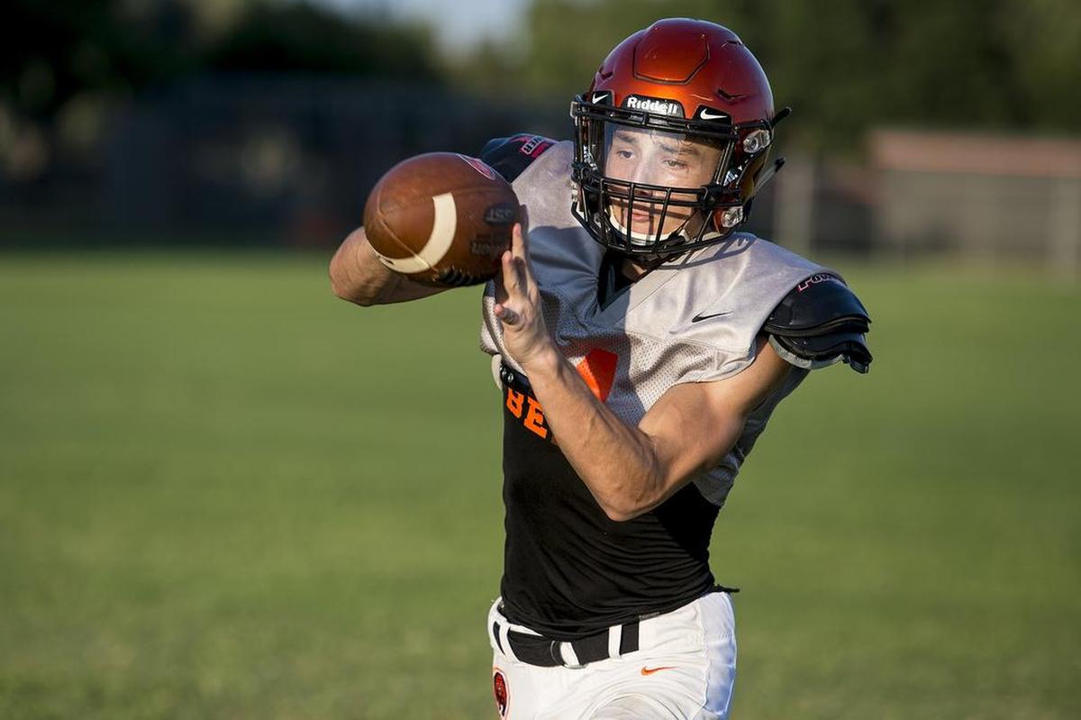 Merced’s Ezra Morales during football practice at Merced High School in Merced, Calif., on Wednesday, Aug. 1, 2018.