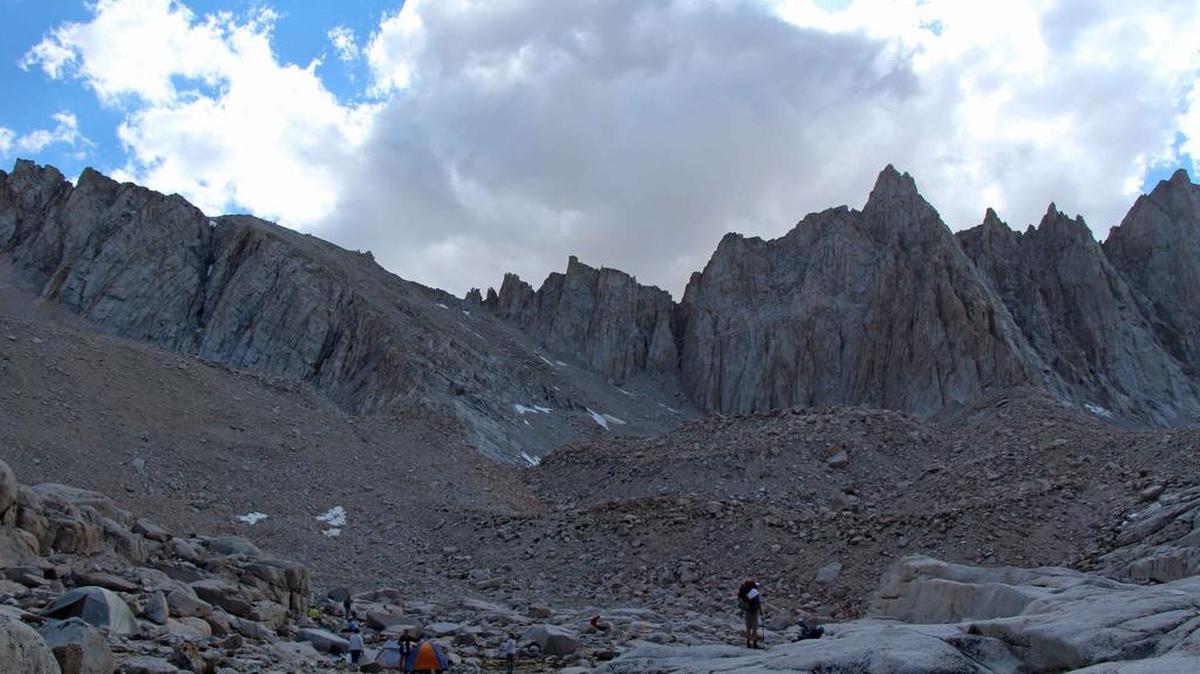 
Looking up at Mt. Whitney from the trail camp.
