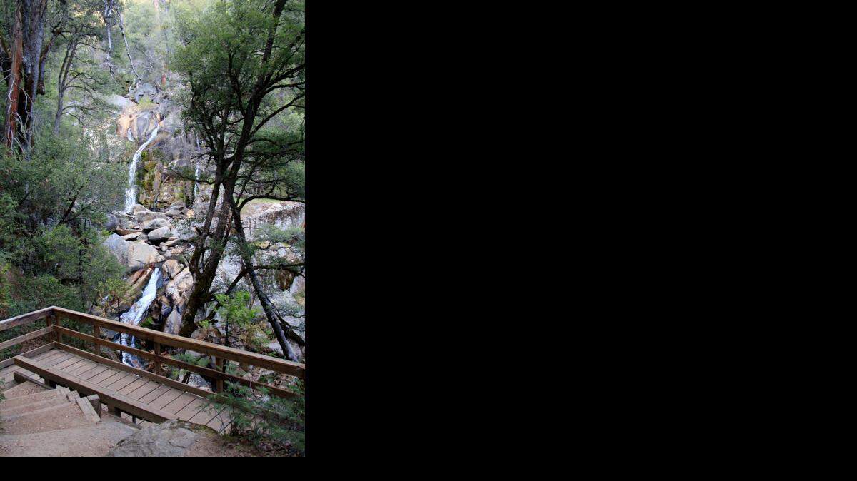 
A right-hand turn at the junction follows a steep pathway to a viewing platform near the base of Corlieu Falls, a pretty series of cascades and falls with benches to enjoy the view.
