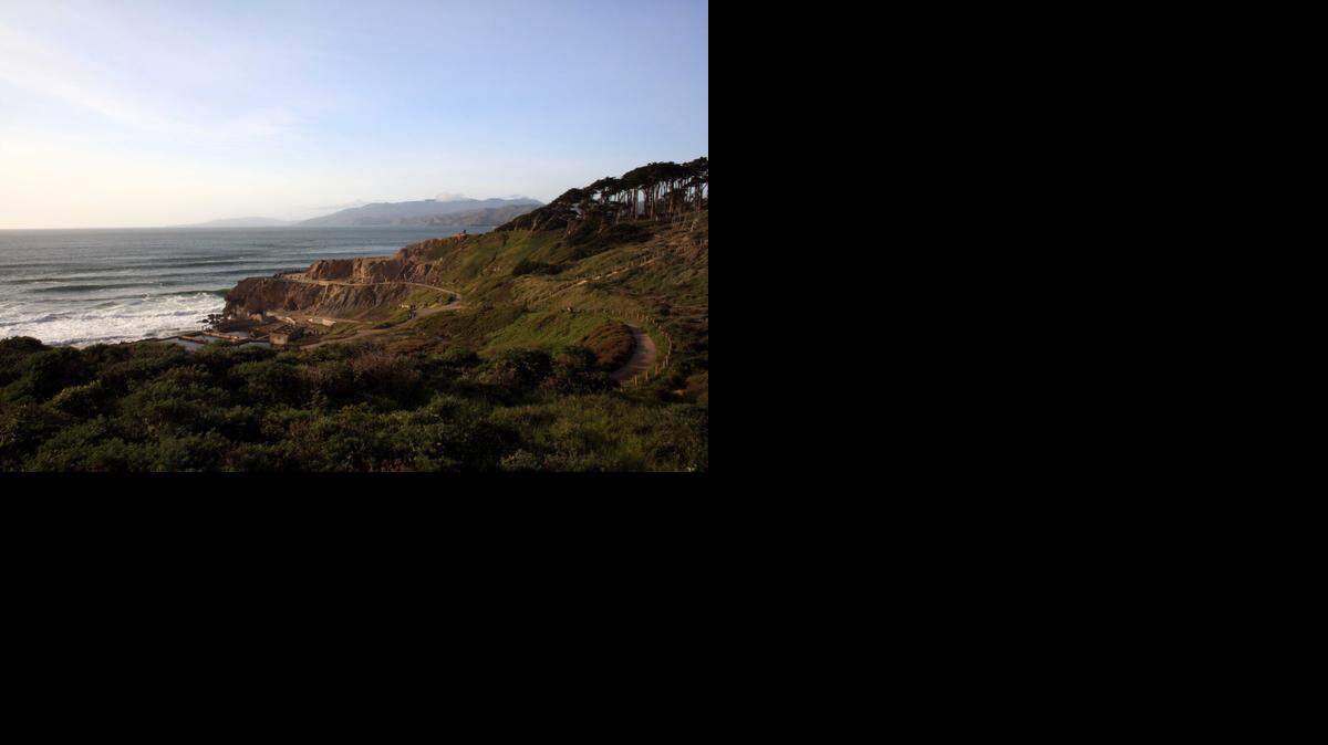 
Large concrete foundations come into view near the shoreline of the Lands End trail. They are the ruins of the Sutro Baths, a saltwater swimming complex that was built in 1896. 
