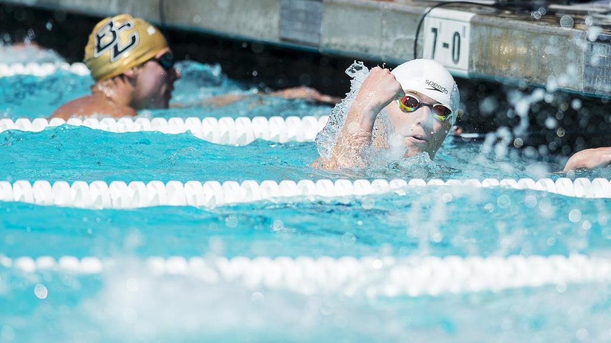 Atwater's Connor Norton reacts after winning the 100-yard freestyle during the Central California Conference Championships at Golden Valley High School in Merced, Calif., on Saturday, April 28, 2018.
