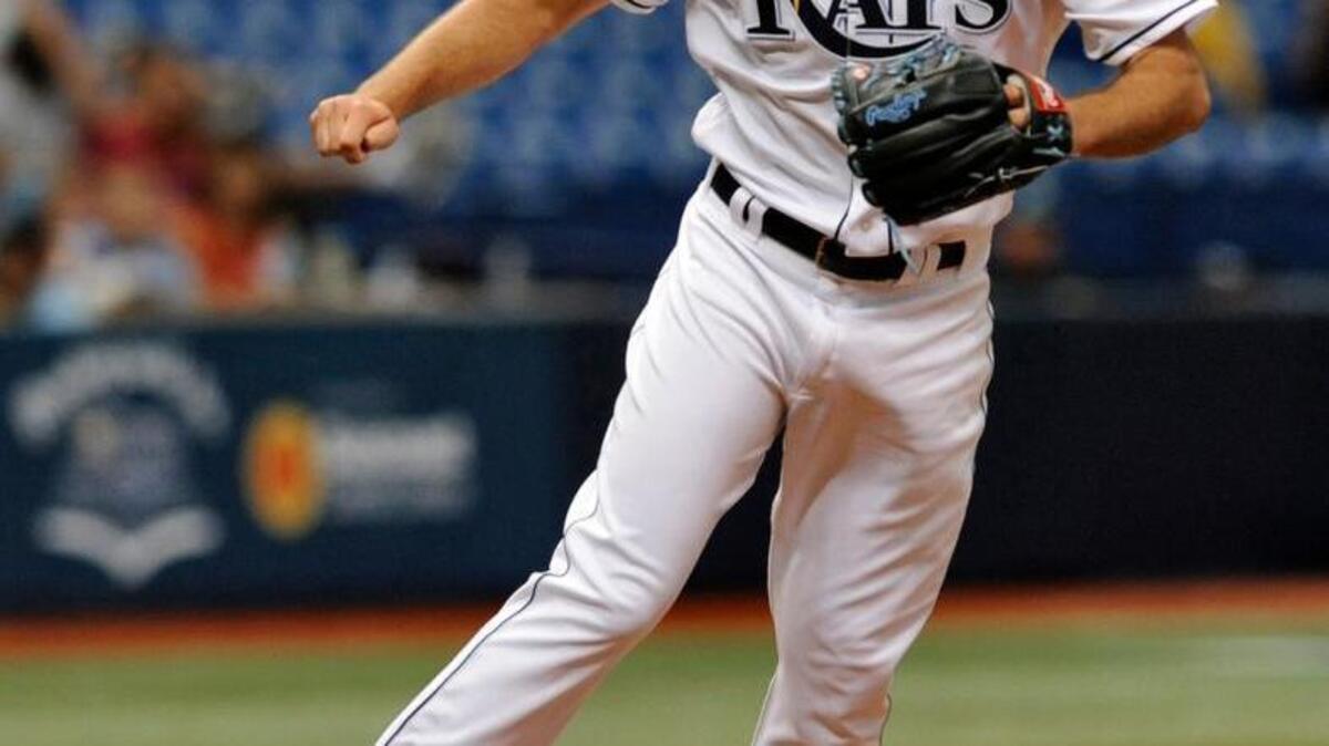 Tampa Bay Rays reliever Dylan Floro pitches against the Los Angeles Angels during the eighth inning of a baseball game Thursday, July 7, 2016, in St. Petersburg, Fla. Floro was making his major league debut. (AP Photo/Steve Nesius)
